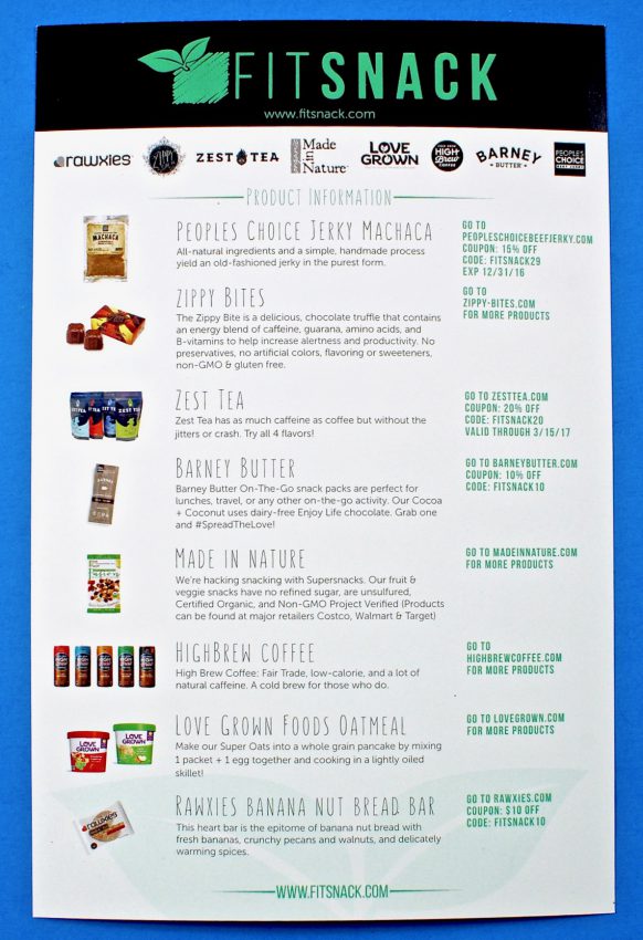 December 2016 Fit Snack box