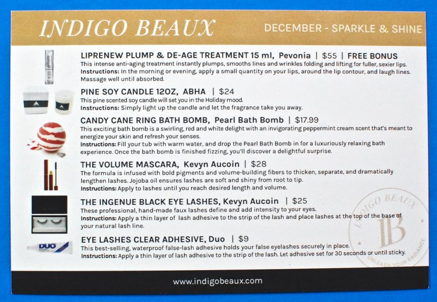 December 2016 Indigo Beaux box