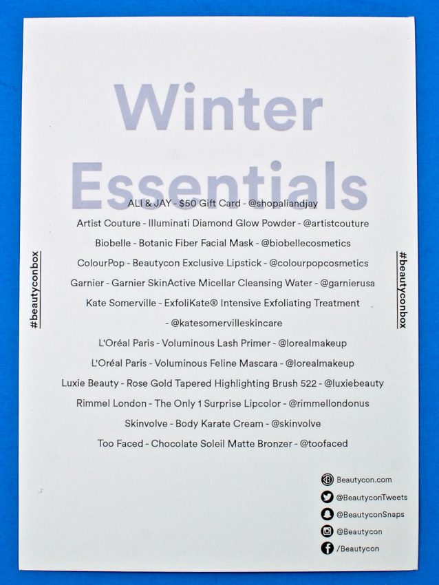 Winter 2016 Beautycon box review