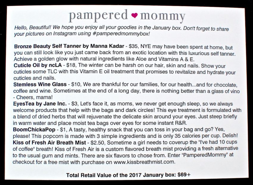 January 2017 Pampered Mommy review