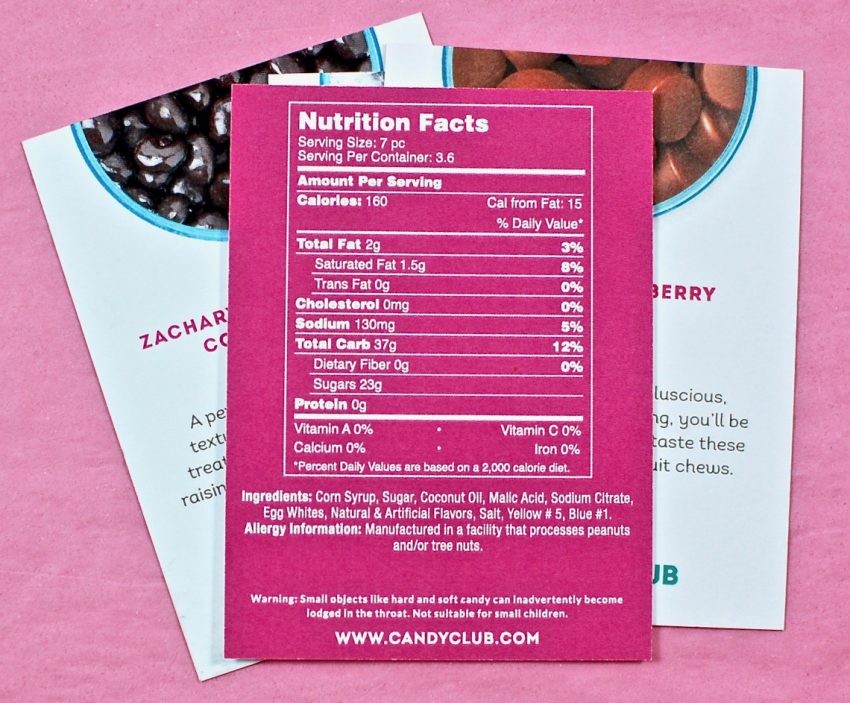 Candy Club nutrition facts
