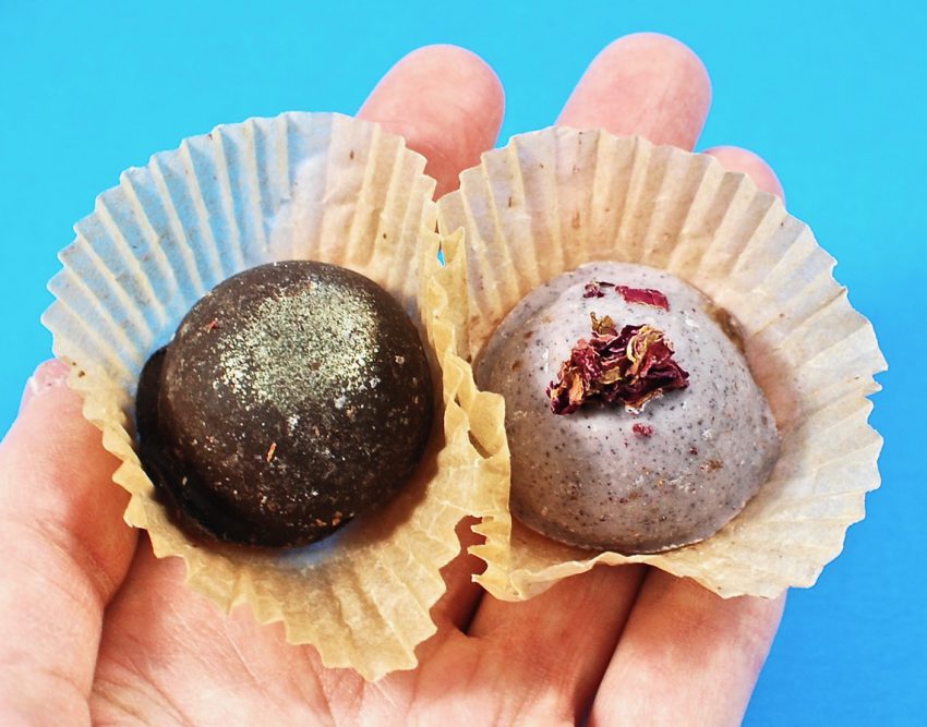 Rose & basil vegan truffles