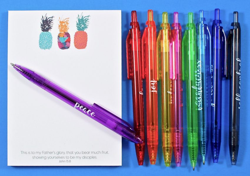 Fruit of the Spirit notepad pens