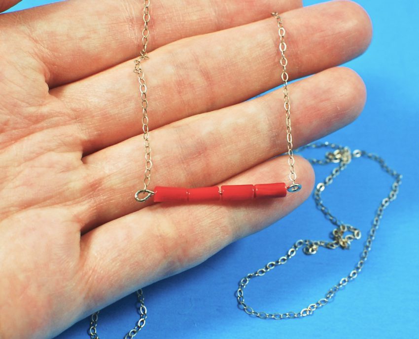 coral silver necklace