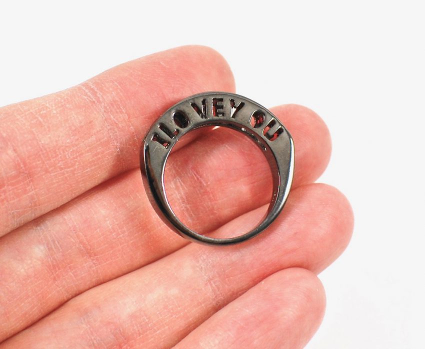 Black Gold "I LOVE YOU" Ruby Ring