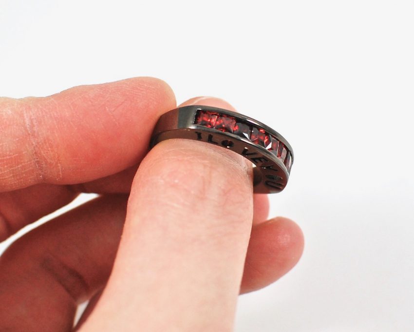Black Gold "I LOVE YOU" Ruby Ring