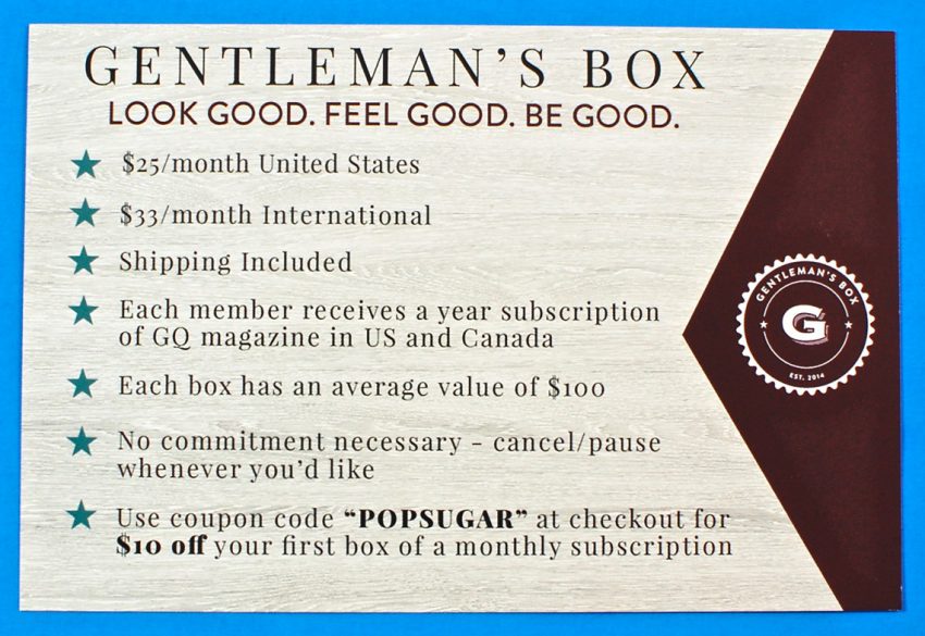 Gentleman's box coupon