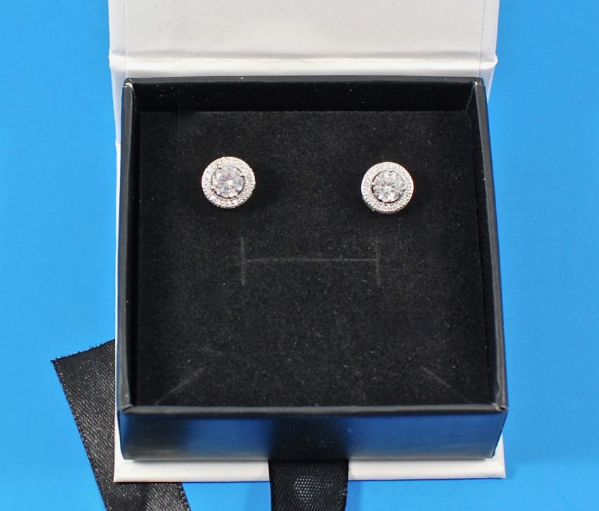 Ariel "Tempest" 18k White Gold Halo Earrings