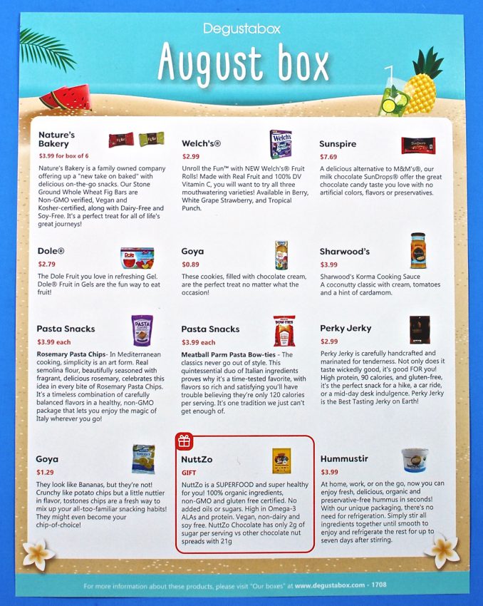 August 2017 degustabox review