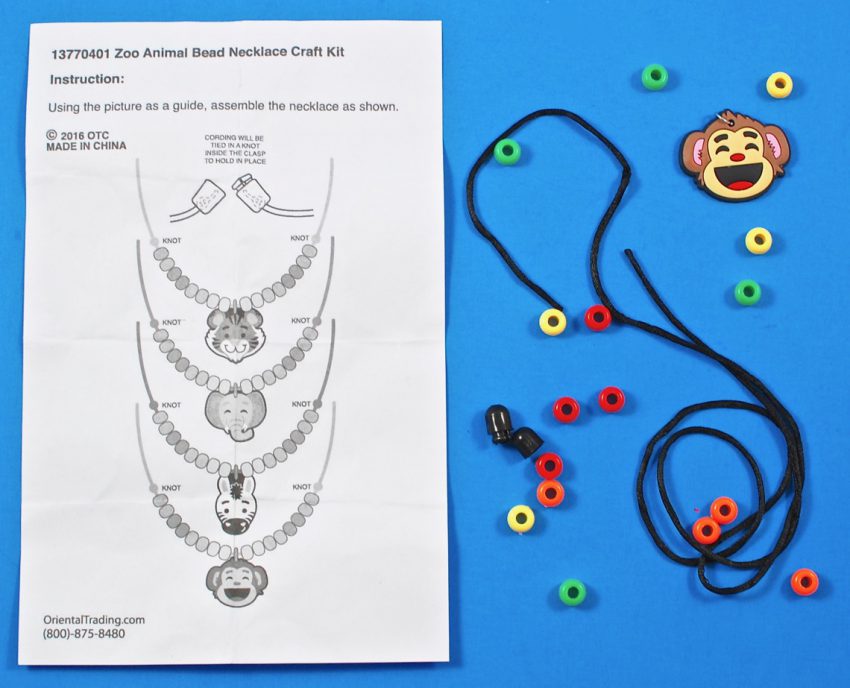 zoo animal bead necklace craft