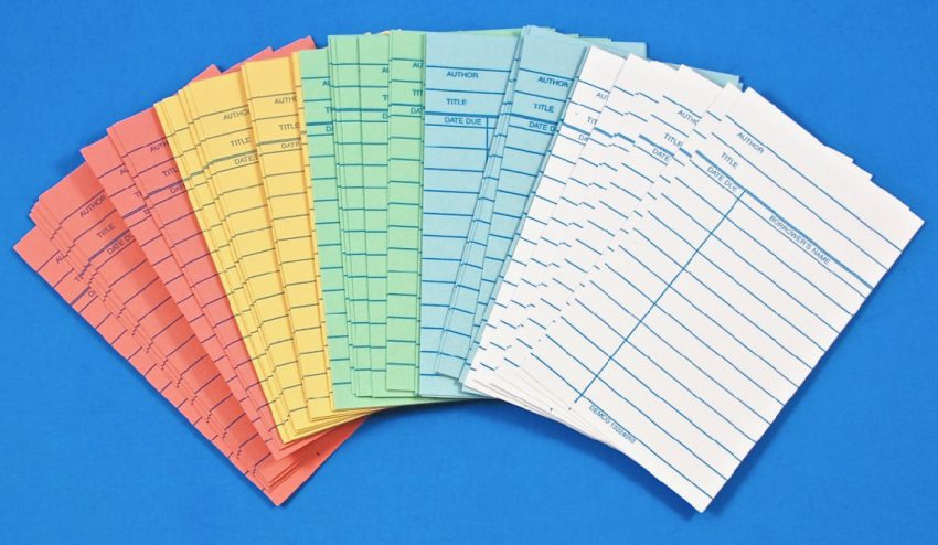 colored library cards