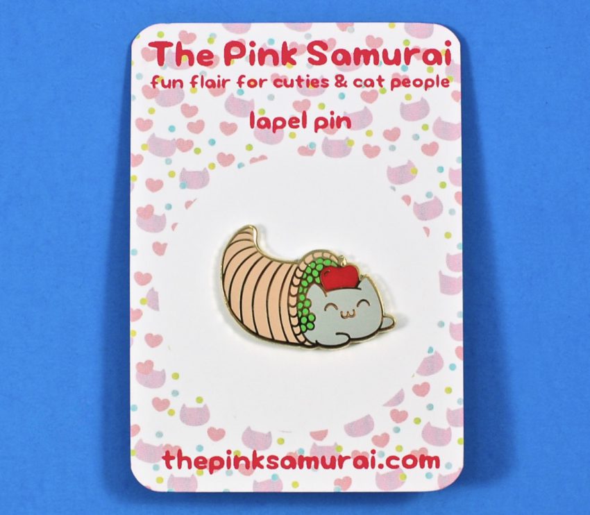 the pink samurai cat pin