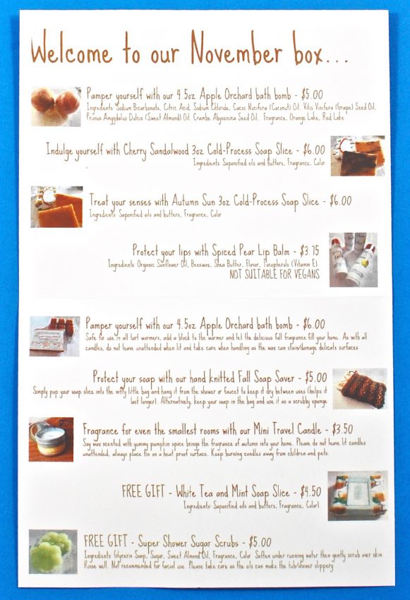 The Pamper Hamper box contents